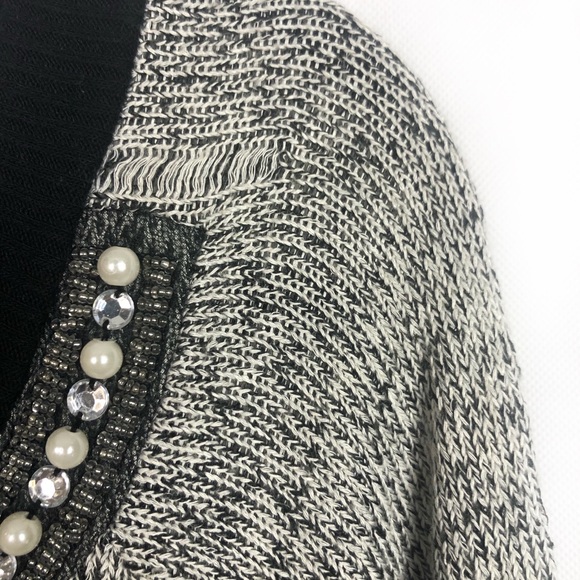 West Kei Black Grey Sweater Beaded Front Neckline Size 3XL - Picture 3 of 5